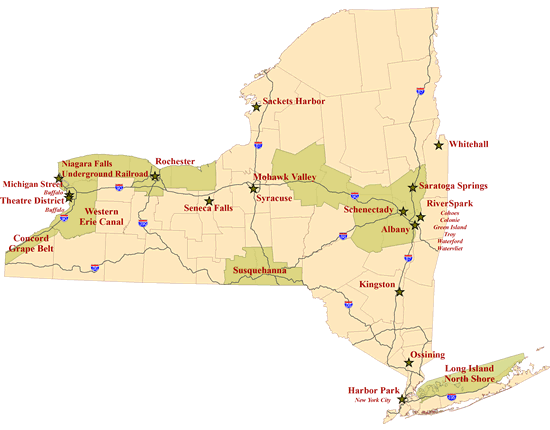 Map Of New York State Parks Heritage Areas   NYS Parks, Recreation & Historic Preservation